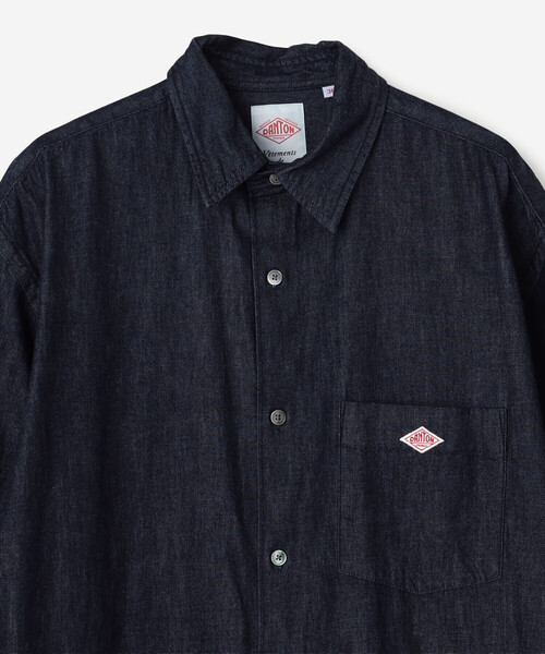 DANTON（ダントン）の「DANTON | デニムダンガリー レギュラーカラーシャツワンピース WOMEN（ワンピース・レディース・ダークインディゴブルー・36）」の4枚目の写真