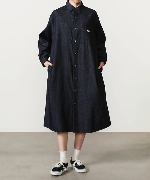 DANTON（ダントン）の「DANTON | デニムダンガリー レギュラーカラーシャツワンピース WOMEN（ワンピース・レディース・ダークインディゴブルー・36）」の14枚目の写真