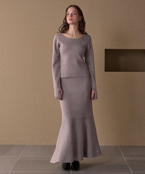 MIELI INVARIANT（ミエリインヴァリアント）の「2way Zip Slit Glitter Knit Tops（ニット/セーター・レディース・ブラック/ライトパープル・FREE）」の19枚目の写真