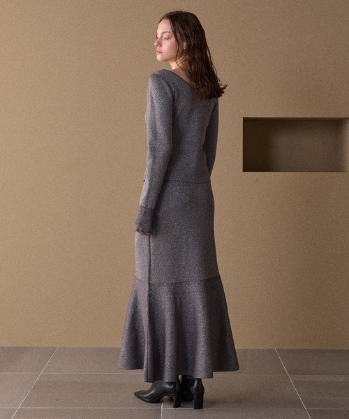 MIELI INVARIANT（ミエリインヴァリアント）の「2way Zip Slit Glitter Knit Tops（ニット/セーター・レディース・ブラック/ライトパープル・FREE）」の10枚目の写真