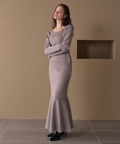 MIELI INVARIANT（ミエリインヴァリアント）の「2way Zip Slit Glitter Knit Tops（ニット/セーター・レディース・ブラック/ライトパープル・FREE）」の20枚目の写真