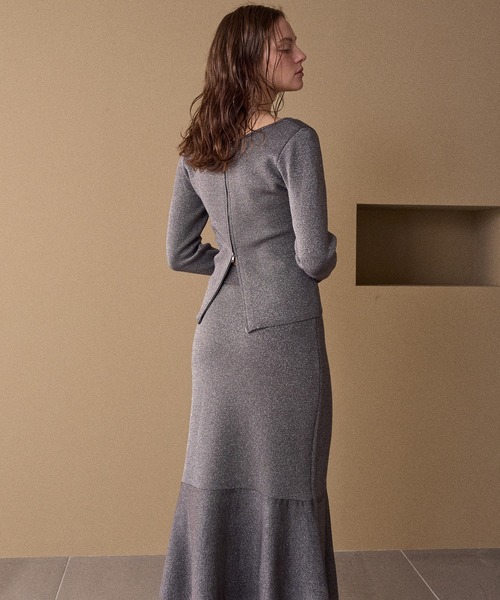 MIELI INVARIANT（ミエリインヴァリアント）の「2way Zip Slit Glitter Knit Tops（ニット/セーター・レディース・ブラック/ライトパープル・FREE）」の9枚目の写真