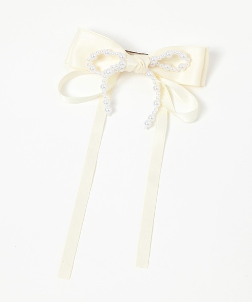 tiny tiny（ティニーティニー）の「リボンパール調バレッタ[tiny tiny(ティニーティニー)]（バレッタ/ヘアクリップ・レディース・ホワイト/ブラック・0）」の4枚目の写真