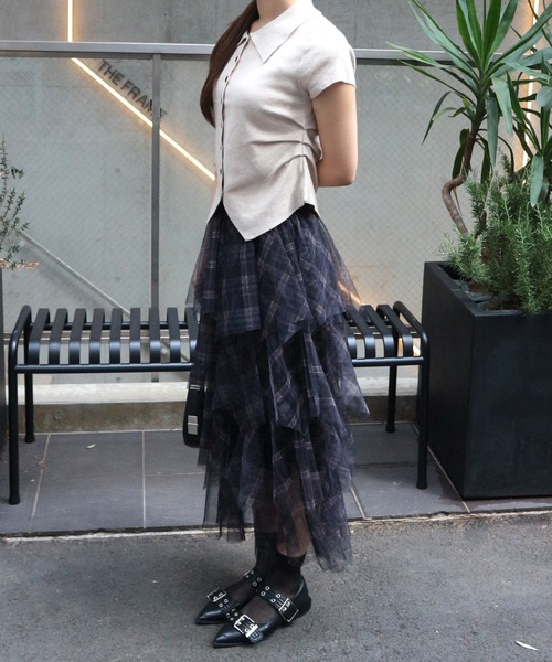 tinkerend(ティンカーエンド)の「Glitter Polo Collar Knit / ラメポロカラーニット(ポロシャツ・レディース・ブラック/アイボリー/グレー/ベージュ・FREE)」の16枚目の写真