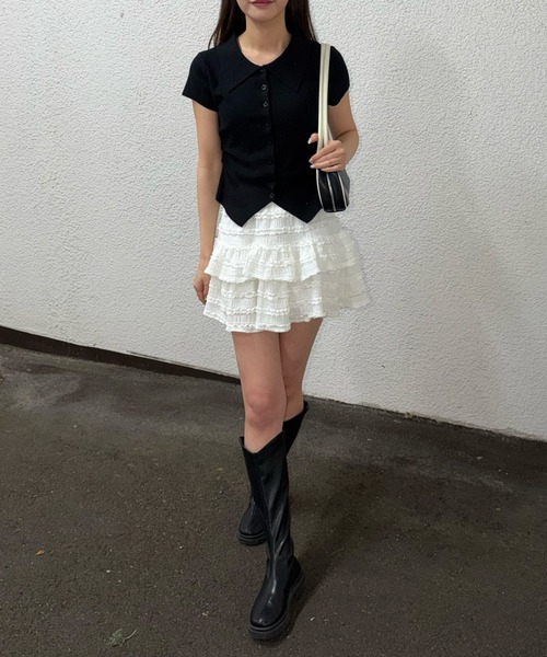 tinkerend(ティンカーエンド)の「Glitter Polo Collar Knit / ラメポロカラーニット(ポロシャツ・レディース・ブラック/アイボリー/グレー/ベージュ・FREE)」の19枚目の写真