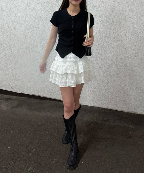 tinkerend(ティンカーエンド)の「Glitter Polo Collar Knit / ラメポロカラーニット(ポロシャツ・レディース・ブラック/アイボリー/グレー/ベージュ・FREE)」の20枚目の写真