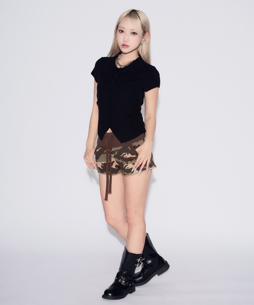 tinkerend(ティンカーエンド)の「Glitter Polo Collar Knit / ラメポロカラーニット(ポロシャツ・レディース・ブラック/アイボリー/グレー/ベージュ・FREE)」の21枚目の写真