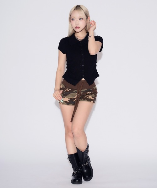 tinkerend(ティンカーエンド)の「Glitter Polo Collar Knit / ラメポロカラーニット(ポロシャツ・レディース・ブラック/アイボリー/グレー/ベージュ・FREE)」の22枚目の写真