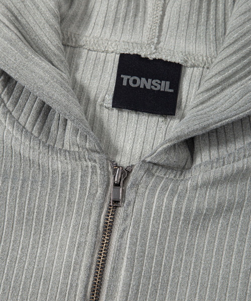 TONSIL(トンスル)の「ダーティウォッシングリブハーフジップフードカーキ(パーカー・レディース・カーキ・FREE)」の5枚目の写真