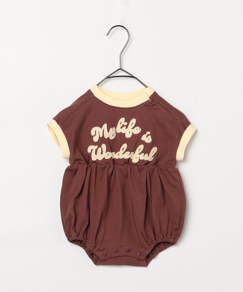 p.premier（ピードットプルミエ）の「フェルトロゴリンガーTロンパース（ロンパース・キッズ・ブラウン/レッド/アイボリー/ブルー・70/80）」の3枚目の写真