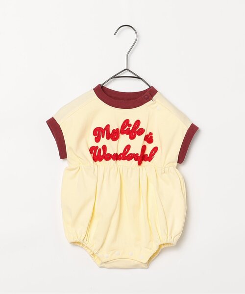 p.premier（ピードットプルミエ）の「フェルトロゴリンガーTロンパース（ロンパース・キッズ・ブラウン/レッド/アイボリー/ブルー・70/80）」の2枚目の写真