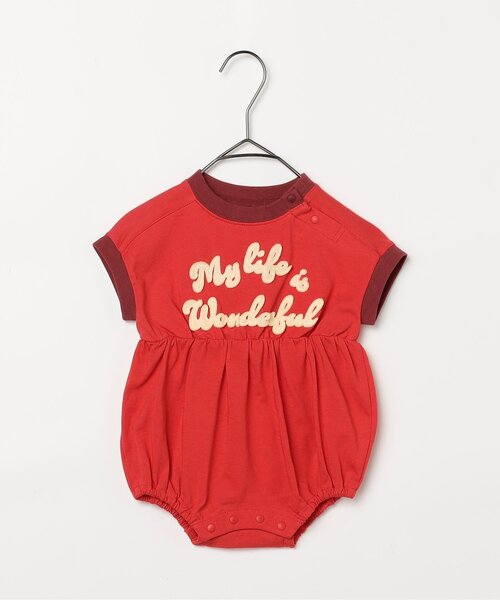 p.premier（ピードットプルミエ）の「フェルトロゴリンガーTロンパース（ロンパース・キッズ・ブラウン/レッド/アイボリー/ブルー・70/80）」の10枚目の写真