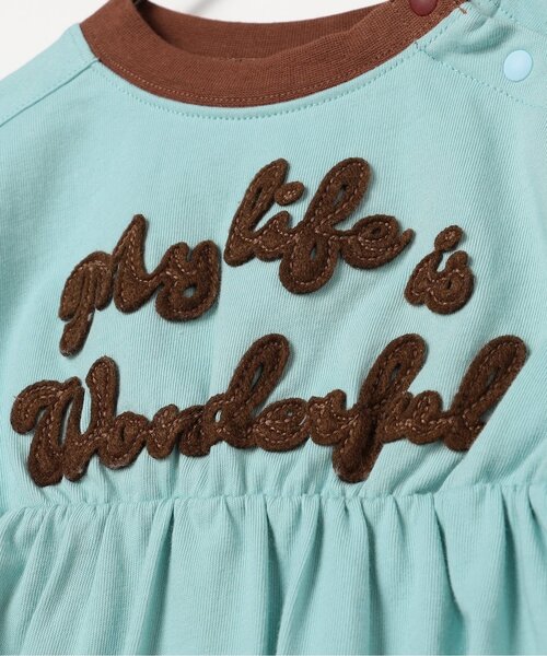 p.premier（ピードットプルミエ）の「フェルトロゴリンガーTロンパース（ロンパース・キッズ・ブラウン/レッド/アイボリー/ブルー・70/80）」の18枚目の写真