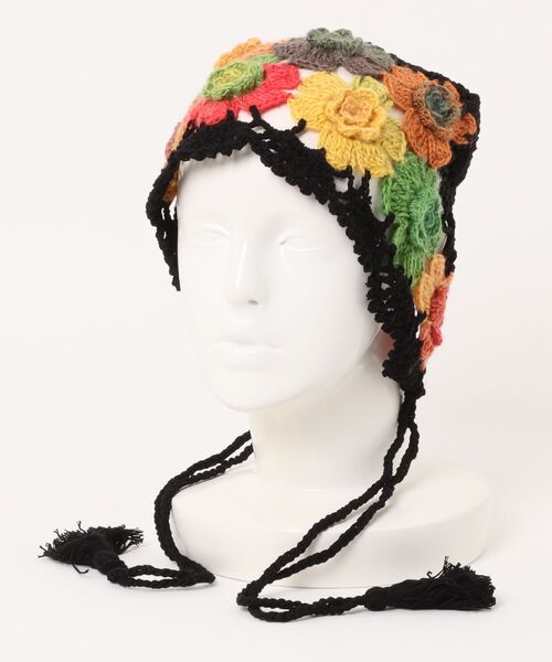 polcadot（ポルカドット）の「フラワーレース鍵あみボンネット（ニットキャップ/ビーニー・レディース・アイボリー/ブラック・FREE）」の18枚目の写真