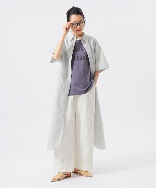 BEAMS BOY(ビームスボーイ)の「【7/24再値下げ】クリンクル ストライプ ショートスリーブ ワンピース(ワンピース・レディース・グレー/ブルー・1/2)」の6枚目の写真