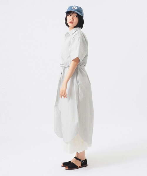 BEAMS BOY(ビームスボーイ)の「【7/24再値下げ】クリンクル ストライプ ショートスリーブ ワンピース(ワンピース・レディース・グレー/ブルー・1/2)」の11枚目の写真