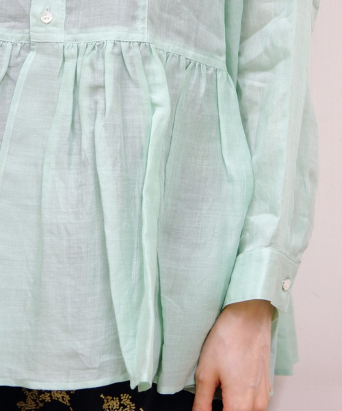 LE GLAZIK(ルグラジック)の「LE GLAZIK/ル グラジック ギャザーフレアシャツ GATHERED FLARED SHIRT LG-B0382 RAT(シャツ/ブラウス・レディース・グリーン/ブラック・36)」の12枚目の写真