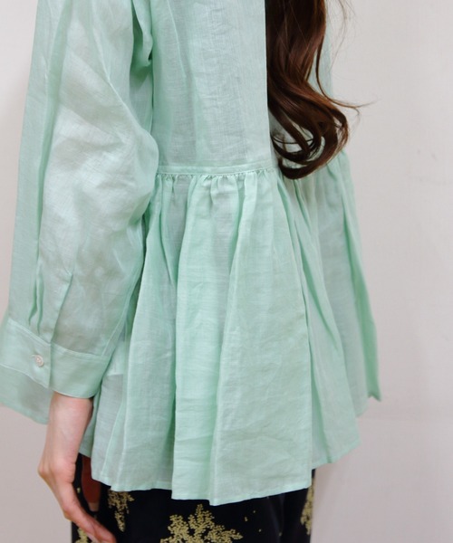 LE GLAZIK(ルグラジック)の「LE GLAZIK/ル グラジック ギャザーフレアシャツ GATHERED FLARED SHIRT LG-B0382 RAT(シャツ/ブラウス・レディース・グリーン/ブラック・36)」の11枚目の写真
