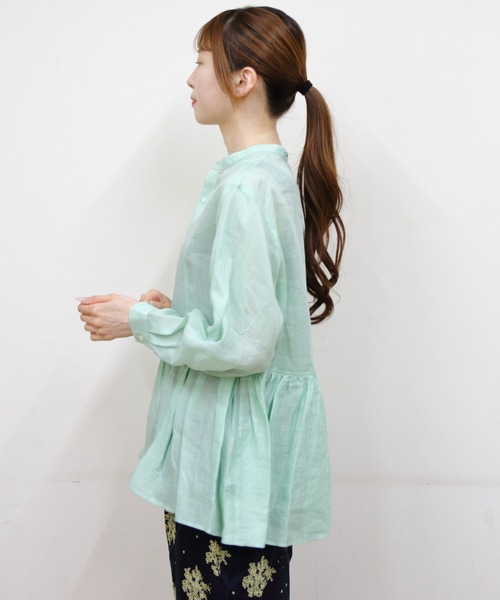 LE GLAZIK(ルグラジック)の「LE GLAZIK/ル グラジック ギャザーフレアシャツ GATHERED FLARED SHIRT LG-B0382 RAT(シャツ/ブラウス・レディース・グリーン/ブラック・36)」の10枚目の写真