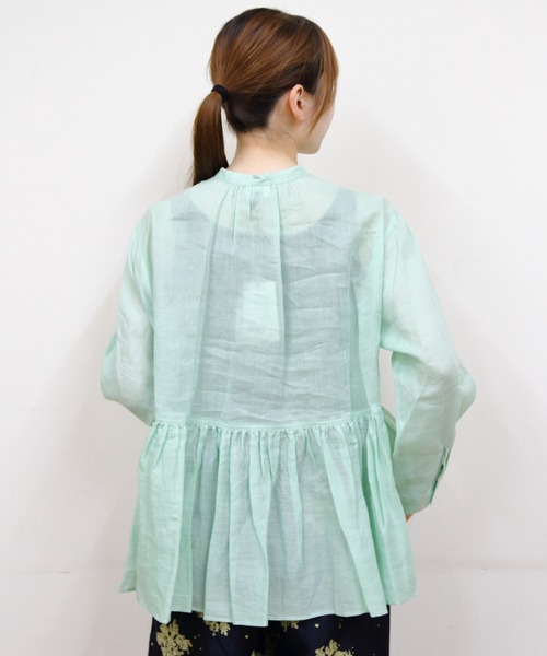 LE GLAZIK(ルグラジック)の「LE GLAZIK/ル グラジック ギャザーフレアシャツ GATHERED FLARED SHIRT LG-B0382 RAT(シャツ/ブラウス・レディース・グリーン/ブラック・36)」の9枚目の写真