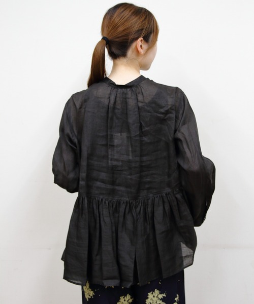 LE GLAZIK(ルグラジック)の「LE GLAZIK/ル グラジック ギャザーフレアシャツ GATHERED FLARED SHIRT LG-B0382 RAT(シャツ/ブラウス・レディース・グリーン/ブラック・36)」の6枚目の写真