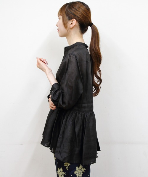 LE GLAZIK(ルグラジック)の「LE GLAZIK/ル グラジック ギャザーフレアシャツ GATHERED FLARED SHIRT LG-B0382 RAT(シャツ/ブラウス・レディース・グリーン/ブラック・36)」の5枚目の写真