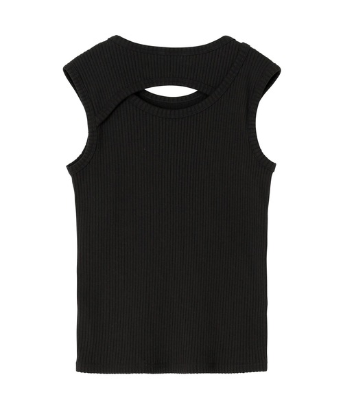 ZUCCa（ズッカ）の「CUT OUT RIB / タンクトップ（タンクトップ・レディース・ブラック・M size）」の2枚目の写真