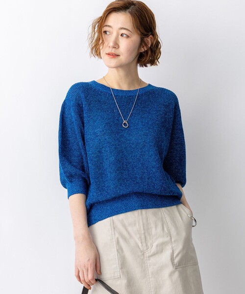 23区(ニジュウサンク)の「ピュアリネン パフスリーブ ニット(ニット/セーター・レディース・ブルー系/オレンジ系/ネイビー系/ベージュ系・38)」の4枚目の写真