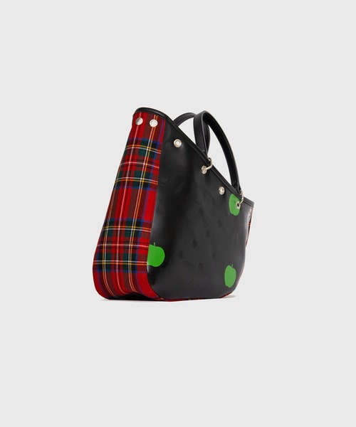 THE BEATLES COMME des GARCONS(ザ ビートルズ コムデギャルソン)の「THE BEATLES CdG BOAT BAG APPLE PRINTED / TARTAN CHECK FABRIC MINI(トートバッグ・メンズ・ネイビー/レッド・ONE SIZE)」の3枚目の写真