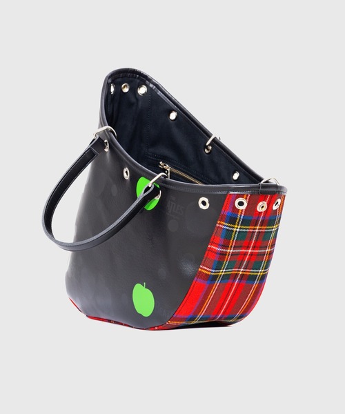 THE BEATLES COMME des GARCONS(ザ ビートルズ コムデギャルソン)の「THE BEATLES CdG BOAT BAG APPLE PRINTED / TARTAN CHECK FABRIC MINI(トートバッグ・メンズ・ネイビー/レッド・ONE SIZE)」の4枚目の写真