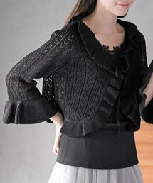 rps | 透かし編みフリルショートカーディガン(カーディガン/ボレロ)