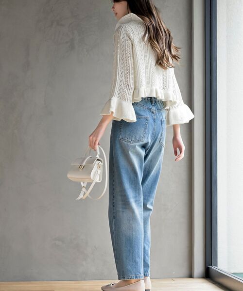 rps(アールピーエス)の「透かし編みフリルショートカーディガン(カーディガン/ボレロ・レディース・ブラック/オフホワイト/ピンクベージュ・フリー)」の6枚目の写真