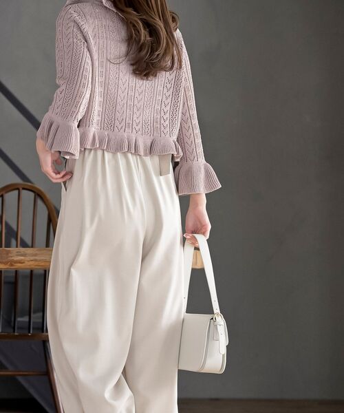 rps(アールピーエス)の「透かし編みフリルショートカーディガン(カーディガン/ボレロ・レディース・ブラック/オフホワイト/ピンクベージュ・フリー)」の22枚目の写真