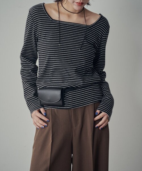 goocy（グーシー）の「【着回し抜群！】前後2WAYネックプルオーバー（Tシャツ/カットソー・レディース・ブラック/ブラック系その他/アイボリー/ライトグレー/グレー/ピンク・FREE）」の3枚目の写真