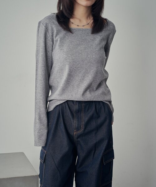 goocy（グーシー）の「【着回し抜群！】前後2WAYネックプルオーバー（Tシャツ/カットソー・レディース・ブラック/ブラック系その他/アイボリー/ライトグレー/グレー/ピンク・FREE）」の5枚目の写真