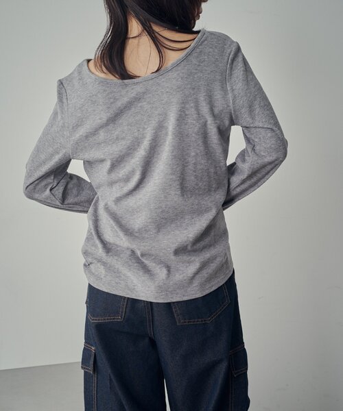 goocy（グーシー）の「【着回し抜群！】前後2WAYネックプルオーバー（Tシャツ/カットソー・レディース・ブラック/ブラック系その他/アイボリー/ライトグレー/グレー/ピンク・FREE）」の7枚目の写真