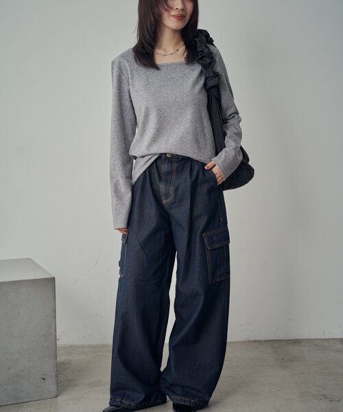 goocy（グーシー）の「【着回し抜群！】前後2WAYネックプルオーバー（Tシャツ/カットソー・レディース・ブラック/ブラック系その他/アイボリー/ライトグレー/グレー/ピンク・FREE）」の10枚目の写真