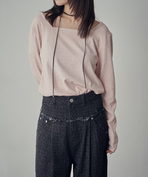 goocy（グーシー）の「【着回し抜群！】前後2WAYネックプルオーバー（Tシャツ/カットソー・レディース・ブラック/ブラック系その他/アイボリー/ライトグレー/グレー/ピンク・FREE）」の18枚目の写真