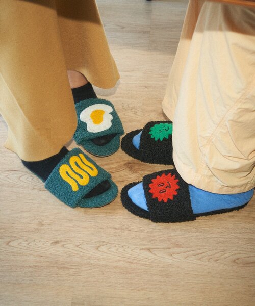 BIRTHDAY BAR（バースデイバー）の「【POTLUCK PASTA PARTY】タフティングスリッパ　2サイズ展開（ルームシューズ/スリッパ・レディース・ネイビー/グリーン・0）」の6枚目の写真
