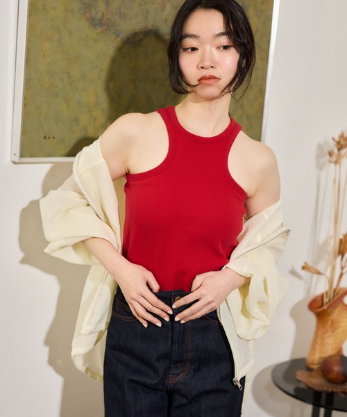 mysty woman（ミスティウーマン）の「カップツキアメスリタンク 666287（タンクトップ・レディース・レッド/オレンジ/アイボリー/ブラック・FREE）」の3枚目の写真