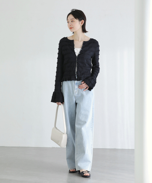 La TOTALITE（ラトータリテ）の「【洗える】Mewl / ミュール ミニフリル2WAYカーデ（カーディガン/ボレロ・レディース・ブラック・FREE）」の2枚目の写真