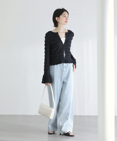 La TOTALITE（ラトータリテ）の「【洗える】Mewl / ミュール ミニフリル2WAYカーデ（カーディガン/ボレロ・レディース・ブラック・FREE）」の4枚目の写真