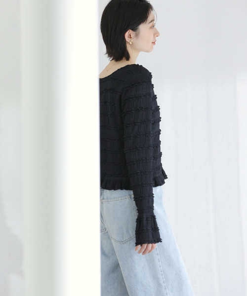 La TOTALITE（ラトータリテ）の「【洗える】Mewl / ミュール ミニフリル2WAYカーデ（カーディガン/ボレロ・レディース・ブラック・FREE）」の6枚目の写真