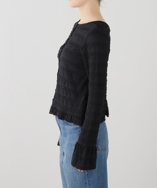 La TOTALITE（ラトータリテ）の「【洗える】Mewl / ミュール ミニフリル2WAYカーデ（カーディガン/ボレロ・レディース・ブラック・FREE）」の8枚目の写真
