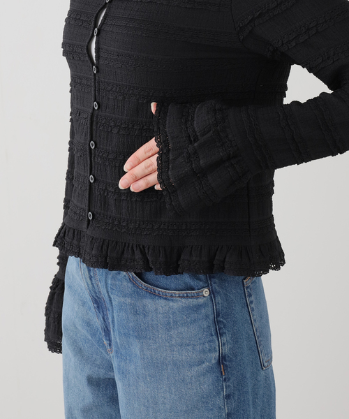 La TOTALITE（ラトータリテ）の「【洗える】Mewl / ミュール ミニフリル2WAYカーデ（カーディガン/ボレロ・レディース・ブラック・FREE）」の11枚目の写真