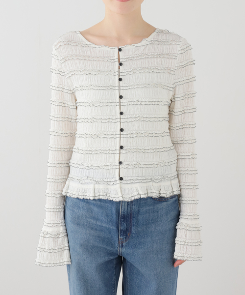 La TOTALITE（ラトータリテ）の「【洗える】Mewl / ミュール ミニフリル2WAYカーデ（カーディガン/ボレロ・レディース・ブラック・FREE）」の19枚目の写真