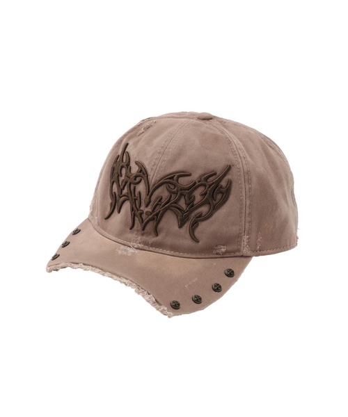 SUPPLIER（サプライヤー）の「SUPPLIER / サプライヤー Ripped Brim Heart Triba Cap（キャップ・メンズ・ベージュ/ブラック・FREE）」の2枚目の写真