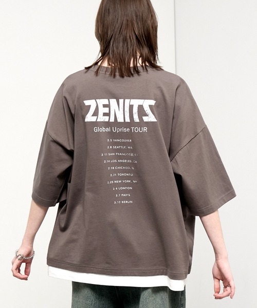 Alfred Alex（アルフレッドアレックス）の「【Alfred Alex】Layered Oversized Tour Tee / ヴィンテージライク フェイクレイヤード オーバーサイズ バンドTシャツ（Tシャツ/カットソー・メンズ・スミクロ/ネイビー/ブラウン/ワイン/ブラック/グレイッシュブルー・M/L）」の3枚目の写真