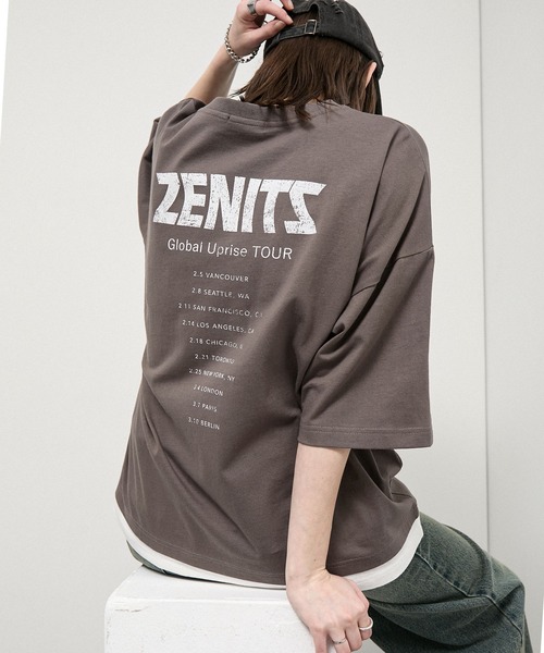 Alfred Alex（アルフレッドアレックス）の「【Alfred Alex】Layered Oversized Tour Tee / ヴィンテージライク フェイクレイヤード オーバーサイズ バンドTシャツ（Tシャツ/カットソー・メンズ・スミクロ/ネイビー/ブラウン/ワイン/ブラック/グレイッシュブルー・M/L）」の9枚目の写真