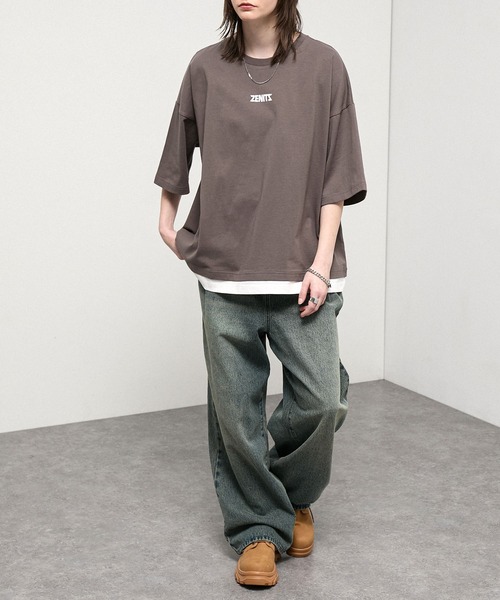 Alfred Alex（アルフレッドアレックス）の「【Alfred Alex】Layered Oversized Tour Tee / ヴィンテージライク フェイクレイヤード オーバーサイズ バンドTシャツ（Tシャツ/カットソー・メンズ・スミクロ/ネイビー/ブラウン/ワイン/ブラック/グレイッシュブルー・M/L）」の10枚目の写真